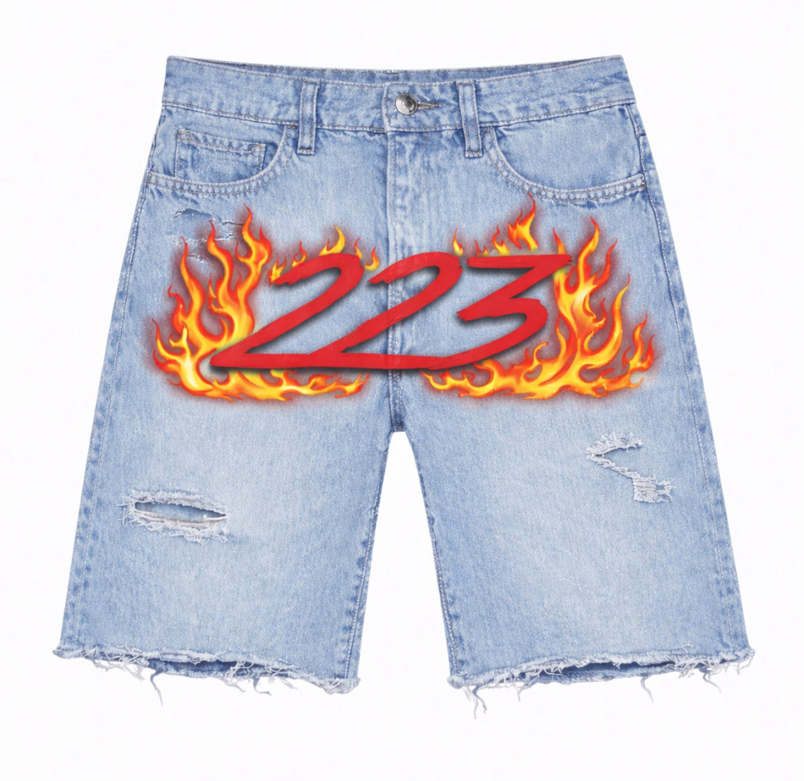 Men’s  “Flamed” Denim Shorts